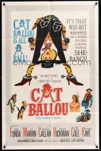 9e243 CAT BALLOU int'l 1sh '65 classic sexy cowgirl Jane Fonda, Lee Marvin, great artwork!