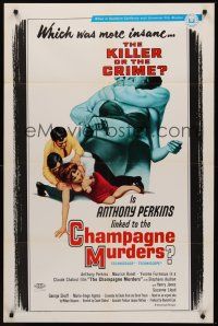 9e254 CHAMPAGNE MURDERS 1sh '67 Claude Chabrol's Le Scandale, Anthony Perkins & sexy Furneaux!