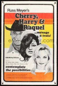 9e011 CHERRY, HARRY & RAQUEL 1sh '69 Russ Meyer, art of sexy man & women in menage a trois!
