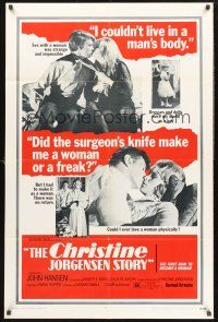 9e260 CHRISTINE JORGENSEN STORY 1sh '70 great c/u of Christine, who was born male on the outside!