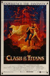 9e263 CLASH OF THE TITANS signed 1sh '81 by artists Greg & Tim Hildebrandt, Ray Harryhausen!