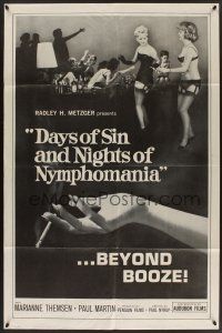 9e310 DAYS OF SIN & NIGHTS OF NYMPHOMANIA 1sh '65 Radley Metzger presents, sexy girls in lingerie!