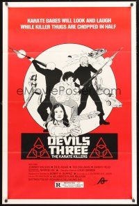 9e328 DEVILS THREE: THE KARATE KILLERS 1sh '80 Marrie Lee as Cleopatra Wong the karate queen!