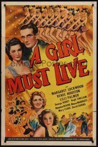 9e443 GIRL MUST LIVE 1sh '41 Margaret Lockwood, many sexy showgirls, directed by Carol Reed!