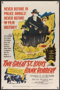 9e461 GREAT ST. LOUIS BANK ROBBERY 1sh '59 Molly McCarthy & Steve McQueen in his second movie!