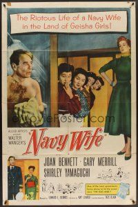 9e658 NAVY WIFE 1sh '56 Joan Bennett is a Navy Wife in the land of Geisha Girls!