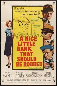 9e667 NICE LITTLE BANK THAT SHOULD BE ROBBED 1sh '58 thieves Tom Ewell, Mickey Rooney & Shaughnessy!