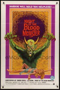 9e671 NIGHT OF THE BLOOD MONSTER 1sh '70 Jess Franco, art of wacky beast & half-dressed sexy girl!
