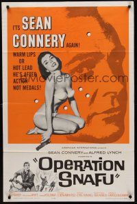 9e684 ON THE FIDDLE 1sh '65 huge close up of young Sean Connery + sexy girl, Operation Snafu!