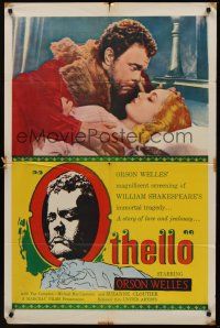 9e692 OTHELLO 1sh '55 Orson Welles in the title role w/pretty Fay Compton, Shakespeare!