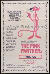 9e706 PINK ICE 1sh '65 Friz Freleng & Hawley Pratt directed cartoon, Pink Panther!