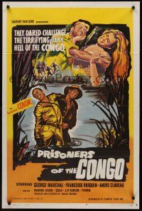 9e727 PRISONERS OF THE CONGO 1sh '60 savage Africa, art of the terrifying hell of the congo!