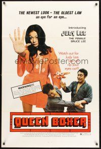 9e735 QUEEN BOXER 1sh '74 Judy Lee, the female Bruce Lee, she will rip your eyes out!