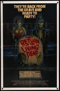 9e749 RETURN OF THE LIVING DEAD 1sh '85 art of punk rock zombies by tombstone ready to party!