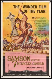 9e766 SAMSON & THE 7 MIRACLES OF THE WORLD 1sh '62 Maciste Alla Corte Del Gran Khan, sexy art!