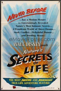 9e782 SECRETS OF LIFE 1sh '56 Disney True Life Adventure, nature's most intimate secrets!