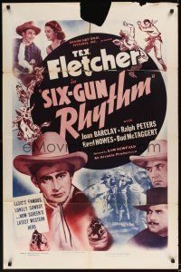 9e809 SIX-GUN RHYTHM 1sh '39 Tex Fletcher, Joan Barclay, Sam Newfield western!