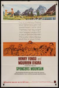 9e824 SPENCER'S MOUNTAIN 1sh '63 Henry Fonda, Maureen O'Hara, like Hamner's Waltons!