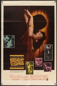 9e825 SPLENDOR IN THE GRASS 1sh '61 Natalie Wood kissing Warren Beatty, directed by Elia Kazan!