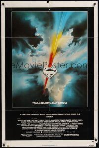 9e862 SUPERMAN 1sh '78 comic book hero Christopher Reeve, Bob Peak title artwork!