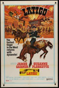 9e863 SUPPORT YOUR LOCAL GUNFIGHTER int'l 1sh '71 wacky cowboy James Garner on donkey, Latigo!