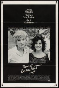 9e879 TERMS OF ENDEARMENT 1sh '83 great close up of Shirley MacLaine & Debra Winger!