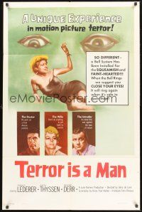 9e880 TERROR IS A MAN 1sh '59 H.G. Wells, a unique experience in motion picture terror!