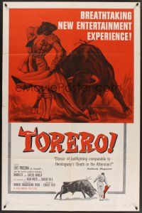 9e913 TORERO 1sh '57 image of most famous matador Luis Procuna at work!