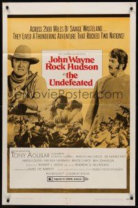 9e935 UNDEFEATED style B 1sh '69 John Wayne & Rock Hudson rode where no one else dared!