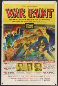9e949 WAR PAINT 1sh '53 filmed in Death Valley National Park, really cool montage artwork!