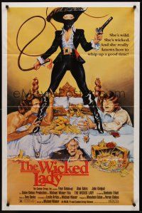 9e972 WICKED LADY 1sh '83 Michael Winner, cool art of Faye Dunaway w/pistol and whip!