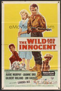 9e975 WILD & THE INNOCENT 1sh '59 Audie Murphy wants to kill, drink whiskey & kiss fancy women!