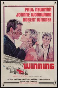9e981 WINNING 1sh '69 Paul Newman, Joanne Woodward, Indy car racing art by Howard Terpning!
