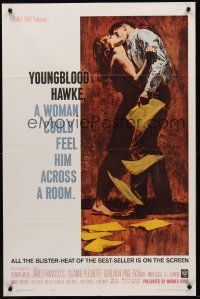 9e998 YOUNGBLOOD HAWKE 1sh '64 full-length art of James Franciscus & sexy Suzanne Pleshette!