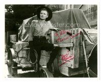 9g091 LOUISE CURRIE signed 8x10 REPRO still '80s in cowgirl outfit holding whip from Gun Town!