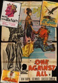 9g016 LOT OF 9 MISCELLANEOUS FOLDED ITALIAN POSTERS '61 - '74 Charlie Chaplin in One Against All!