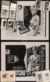 9g027 LOT OF 27 PSYCHO AD SHEETS & STILLS R65 Alfred Hitchcock, cool advertising material!