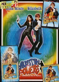 9g053 LOT OF 5 UNFOLDED AUSTIN POWERS BANNERS & OVERSIZE POSTERS '97 - '02 groovy images!