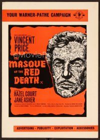 9g335 MASQUE OF THE RED DEATH English pressbook '64 cool montage art of Vincent Price!