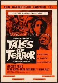 9g376 TALES OF TERROR English pressbook '62 Peter Lorre, Vincent Price & Basil Rathbone!