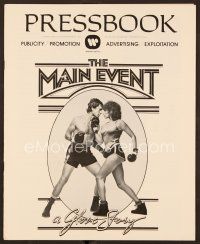 9g330 MAIN EVENT pressbook '79 full-length image of Barbra Streisand boxing with Ryan O'Neal!