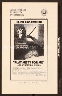 9g344 PLAY MISTY FOR ME pressbook '71 Clint Eastwood, Jessica Walter, an invitation to terror!