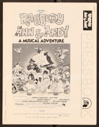 9g350 RAGGEDY ANN & ANDY pressbook '77 A Musical Adventure, cartoon artwork!