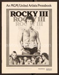 9g357 ROCKY III pressbook '82 great image of boxer & director Sylvester Stallone w/gloves & belt!