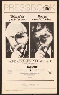 9g366 SLEUTH pressbook '72 Laurence Olivier & Michael Caine, cool magnifying glass image!