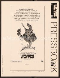 9g387 WIZARDS pressbook '77 Ralph Bakshi directed animation, cool fantasy art by William Stout!