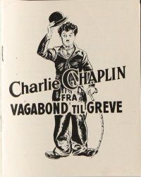 9g174 CHARLIE CHAPLIN FRA VAGABIND TIL GREVE Danish program '60s artwork of the great comedian!