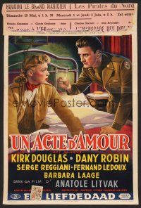 9h391 ACT OF LOVE Belgian '53 different art of soldier Kirk Douglas, Dany Robin!