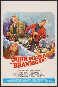 9h404 BRANNIGAN Belgian '75 Douglas Hickox, great art of fighting John Wayne in England!