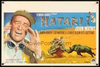 9h444 HATARI Belgian '62 Howard Hawks, different art of John Wayne in Africa!